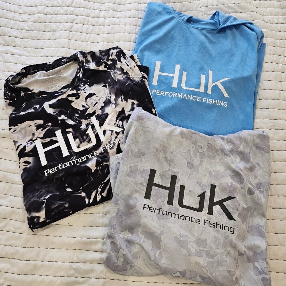HUK Performance Fishing Sun Shirts – Set of 3 | UPF Long Sleeve + Hooded